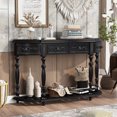 thumbnail image 2 of Tcbosik Curved Console Table, Modern Entryway Table with Open Shelf and 4 Storage Drawers, Sofa Table for Hallway, Living Room, Black, 2 of 9
