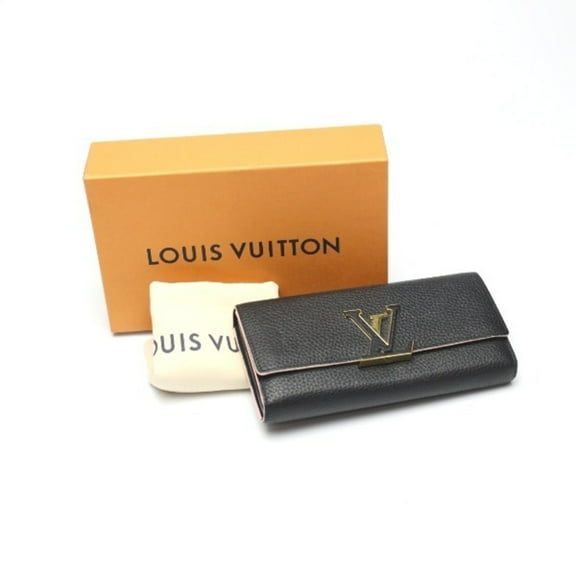 Pre-Owned LOUIS VUITTON Bifold Long Wallet Taurillon Portefeuille Capucines M67663 Louis Vuitton Black LV (Good)