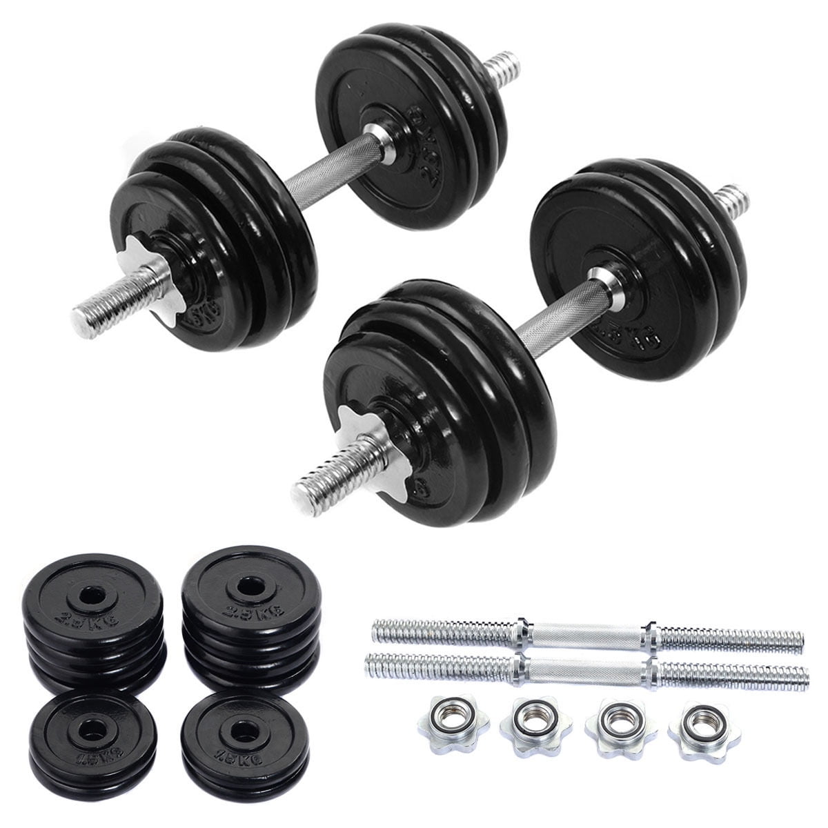 66lbs Weight Dumbbell Set Adjustable Cap Gym Barbell Iron Plates Workout Walmart