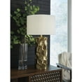 thumbnail image 2 of Signature Design by Ashley Marshawn Metal Table Lamp, Gold Finish, 19" Tall, Modern Drum Shade, 2 of 6