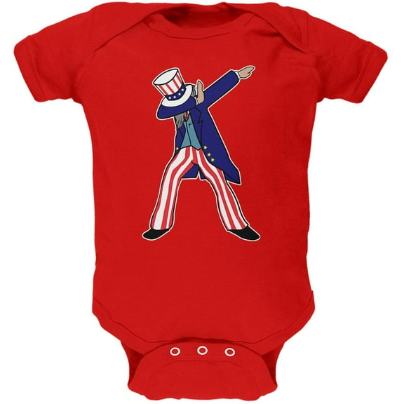 4th Of July Dabbing Uncle Sam Soft Baby One Piece Red 9-12 M