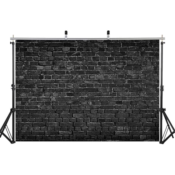 7x5ft Black Brick Wall Photography Backdrop Brick Backdrop Vintage Theme Stone Brick Background Baby Birthday Party Decoration Photo Booth Studio Prop