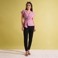 thumbnail image 5 of Globus Women Wrap V-Neck Extended Sleeves Twisted Detail Workwear Top, 5 of 6