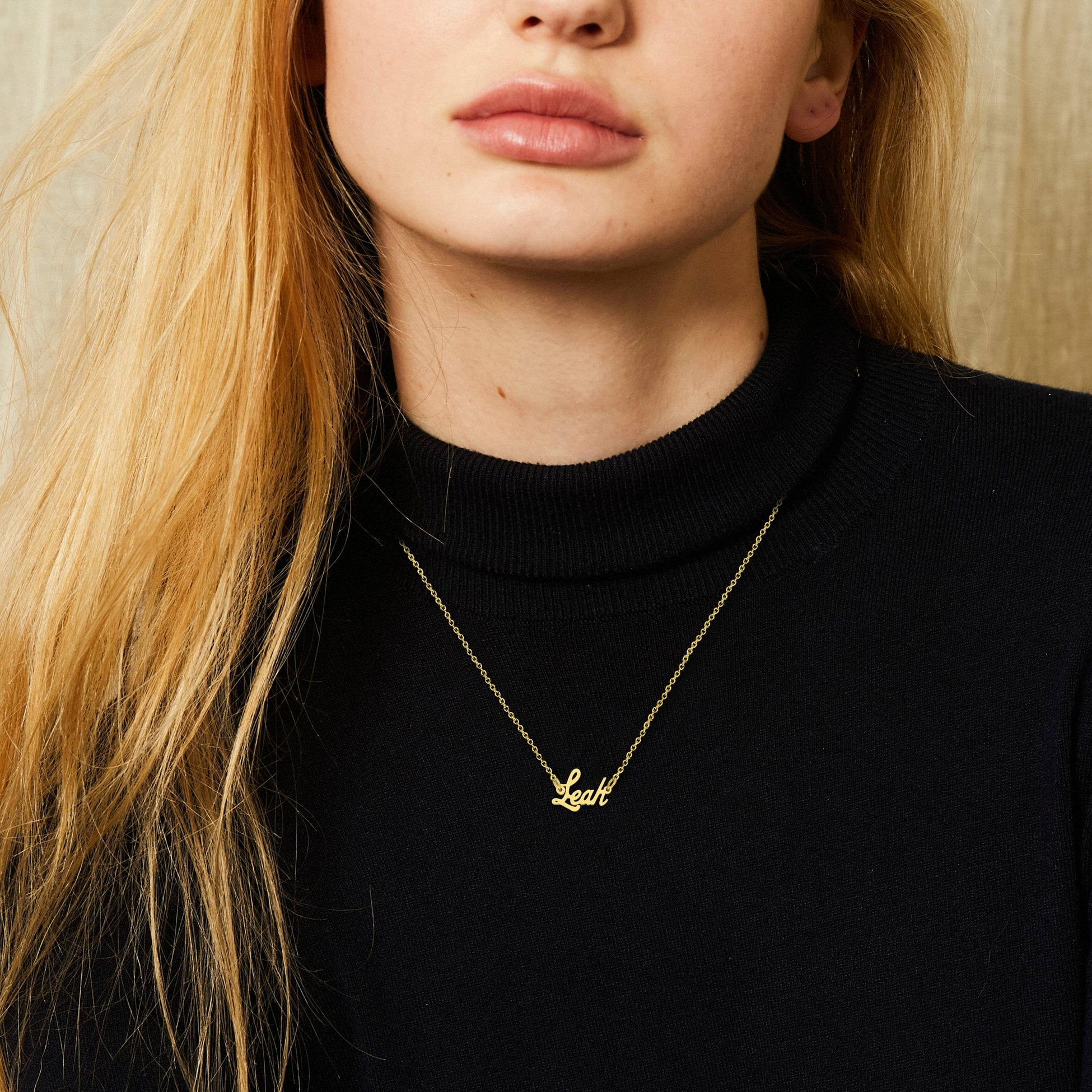 KISPER 18K Gold Plated Stainless Steel Personalized Name Pendant