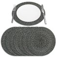 thumbnail image 2 of Homewear Marled Twist Juego De 8 Manteles Individuales Redondos De 15 Pulgadas De Algodón, Color Negro, Resistentes Al Calor, Duraderos, Para Mesa De Comedor, Cocina, Fiesta, Vacaciones, Lavables, Uso, 2 of 5