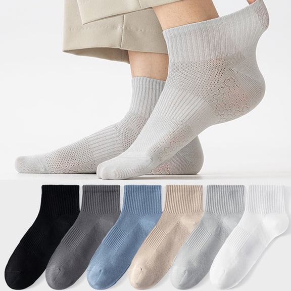 Trgacdwlo Men’s Ankle Quarter Thin Socks Breathable Soft Summer Mesh Design Comfort Non Binding Fit Everyday Men Socks Khaki