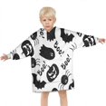 thumbnail image 3 of Halloween Black Ghosts Bats and Pumpkins Blanket Hoodies for Kids 6-13YR Oversize Wearable Blanket Hoodies for Boys Girls Teens, 3 of 7