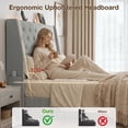 thumbnail image 6 of ARICOEASY Upholstered Foam Headboard Queen Bed with LED Lights, Charging Station, Ergonomic Design, Light Grey, 6 of 8