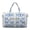 Blue Bow Print, variant on Zebra Print Large Quilted Duffle Bag for Women, Weekender Travel Bag Carry On Bag with Zipper Pockets, Cute Gym Dance Overnight Tote Bag