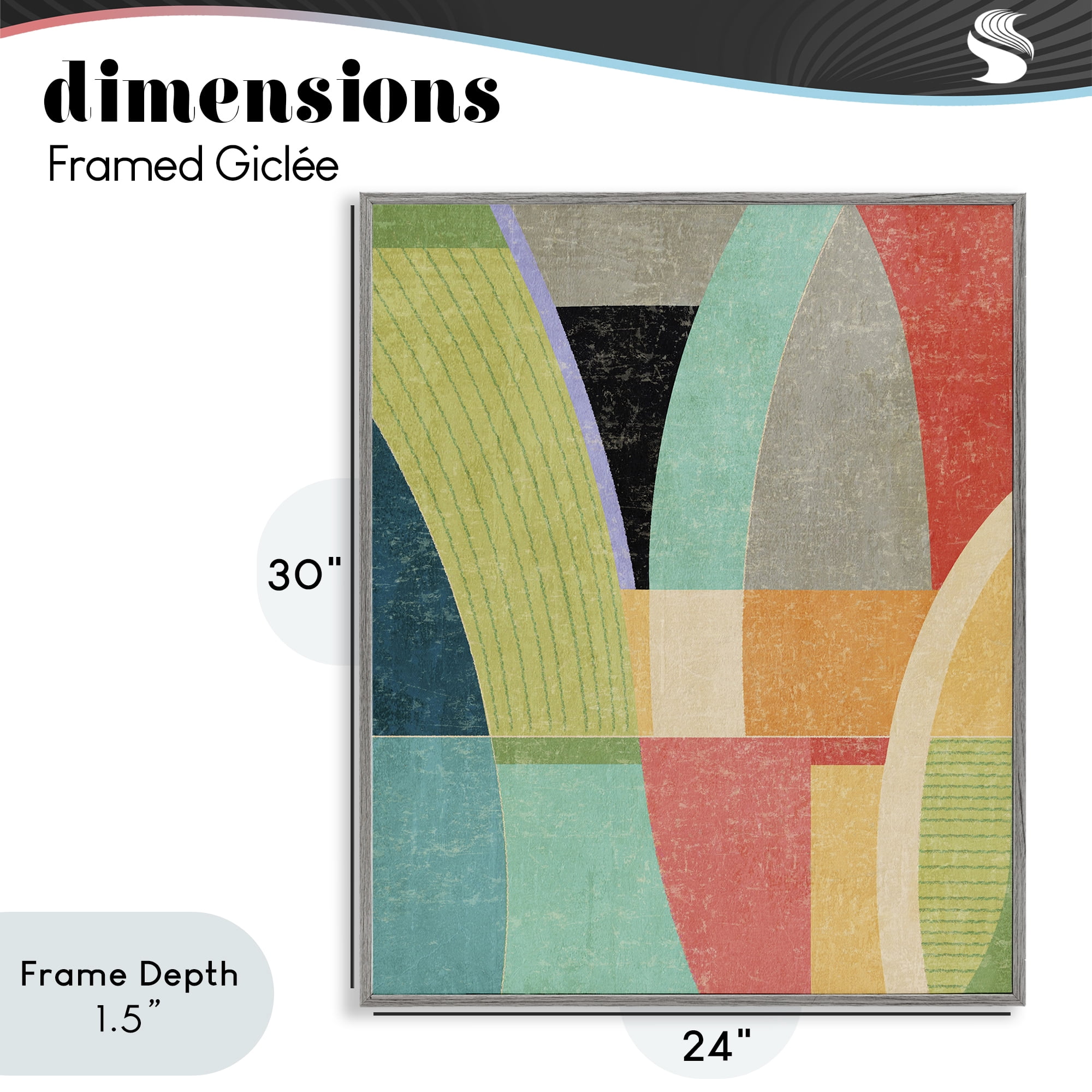 Stupell Industries Retro Geometric Archways Gray Framed Giclee Art, design by Suzanne Nicoll