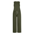 thumbnail image 6 of Elastic Waist Lounge Sets for Women, Sleeveless Blouse And Long Pants Two Piece Outfit, Casual Daily Wear, Summer Work Office Travel Pants Set, Mother's Day Gifts | Sopatenor,Green XL, 6 of 8