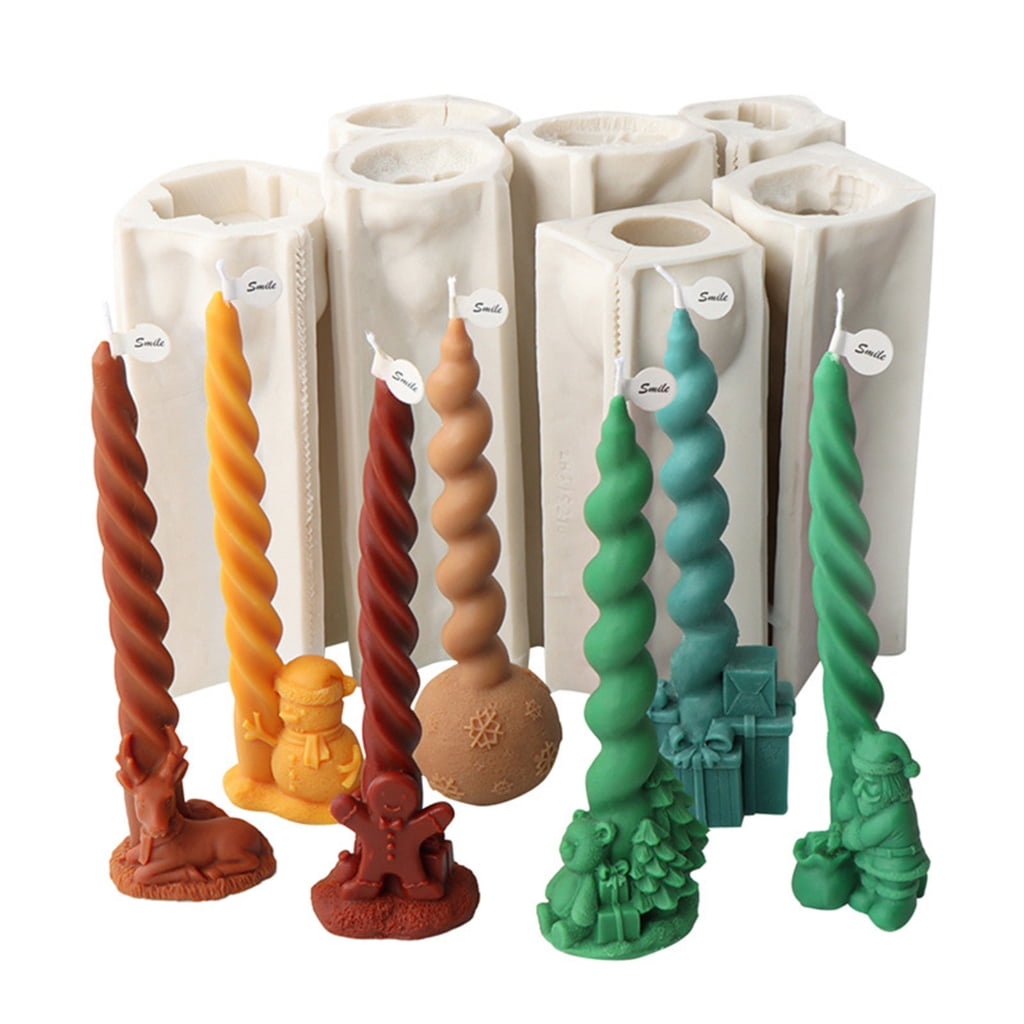 ZPAQI 3D Christmas Santa Candle Mold Pillar Tapers Elk Snowman Tree Silicone Mold