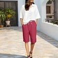 thumbnail image 5 of DuoJiaJ Womens Shorts, Drawstring Elastic Waist Summer Casual Trousers Red XXXXL, 5 of 7