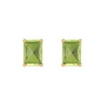 thumbnail image 3 of 1.0 Ct Emerald Cut Studs Green Natural Peridot 14K Yellow Solid Solid Gold Everyday Dainty Earrings Push Back, 3 of 7