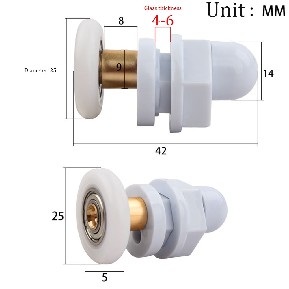 Set of 8 Shower Door Rollers/Runners/ Wheels 19mm 23mm 25mm 27mm in diameter MIX 