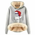 thumbnail image 1 of Haut à Capuche Chaud Imprimé de Noël pour Femmes Automne/hiver avec Fermeture Éclair Quart, T-Shirts Légers pour Femmes, Hauts Junior Mignons, Haut Rond, Mode Grande Taille pour Femmes, Noir TTTG, 1 of 4