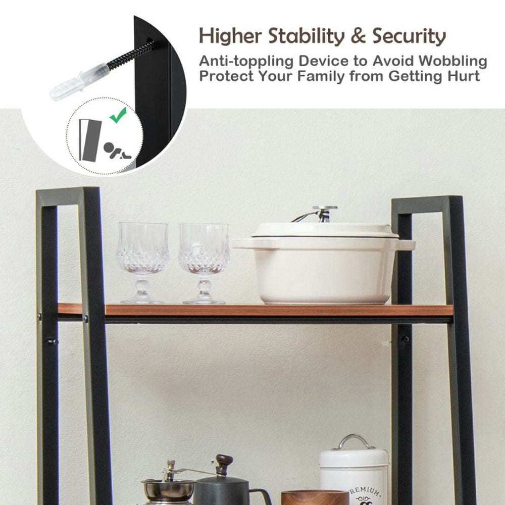 Demi Bonn 4-Tier Freestanding Open Bookshelf with Metal Frame and Anti-toppling Device, Display Rack for Plants and Books, Brown