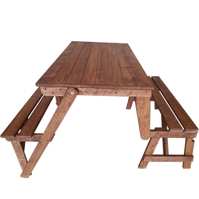 Mesa Convertible a Banca Plegable De Madera Sólida – Rústico Tratable NATIVO MUEBLES DEL BOSQUE