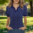 thumbnail image 3 of Posijego Womens Summer Tops Polka Dot Print Short Sleeve T-Shirts Collared Golf Tennis Shirts Casual Dressy Blouses for Ladies, 3 of 5