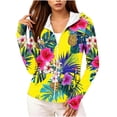 thumbnail image 2 of Warop Womans Zip Up Hoodie, Long Sleeve Tropical Print Thumbhole Sun Protection Jacket, Beach Swimming Cover Up Trip, 2 of 5