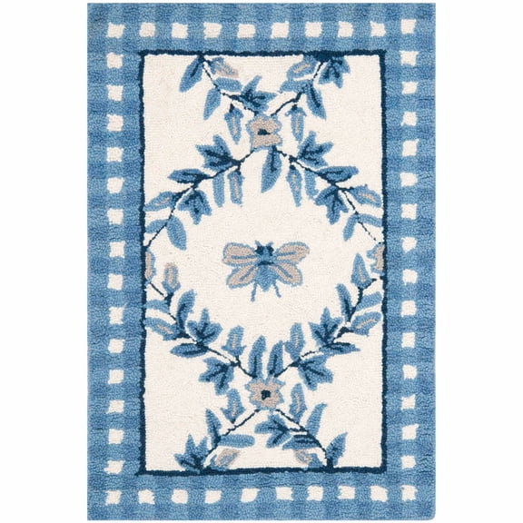 SAFAVIEH Chelsea Lara Floral Wool Area Rug, Ivory/Blue, 2'6" x 4'