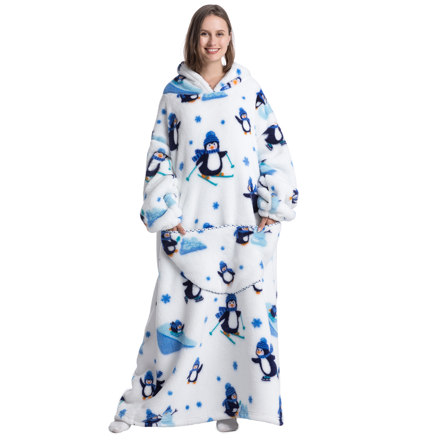 Msrlassn Extra Long Wearable Blanket Hoodie for Women Men Adults Oversized Hooded Blanket Sweatshirt, Super Soft Warm Comfortable Giant Wearable Blanket Hoodie with Big Pocket