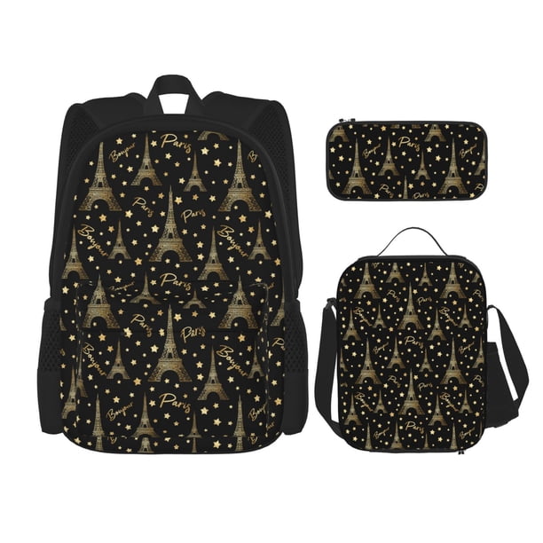 Balery Paris Romantic Mochila escolar 3 en 1 para niños: mochila resistente con lonchera térmica y estuche para lápices. Mochila escolar para niños y niñas.