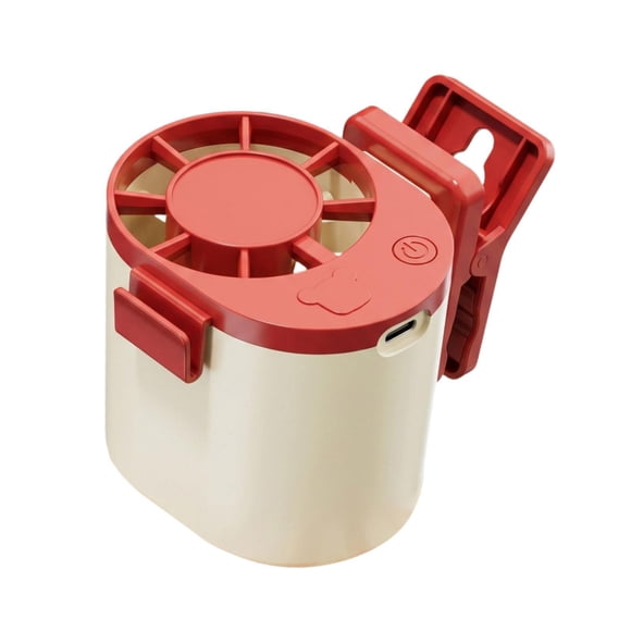 Ventilador portátil tipo cinturón, recargable por USB, ideal para acampar, actividades al libre, senderismo, excursionismo y pesca. Rojo Blanco