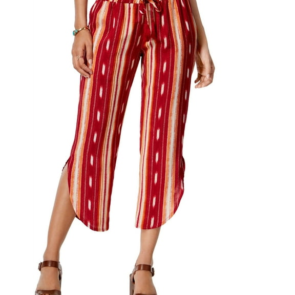 American Rag Womens Teardrop-Hem Casual Cropped Pants, Red, X-Small