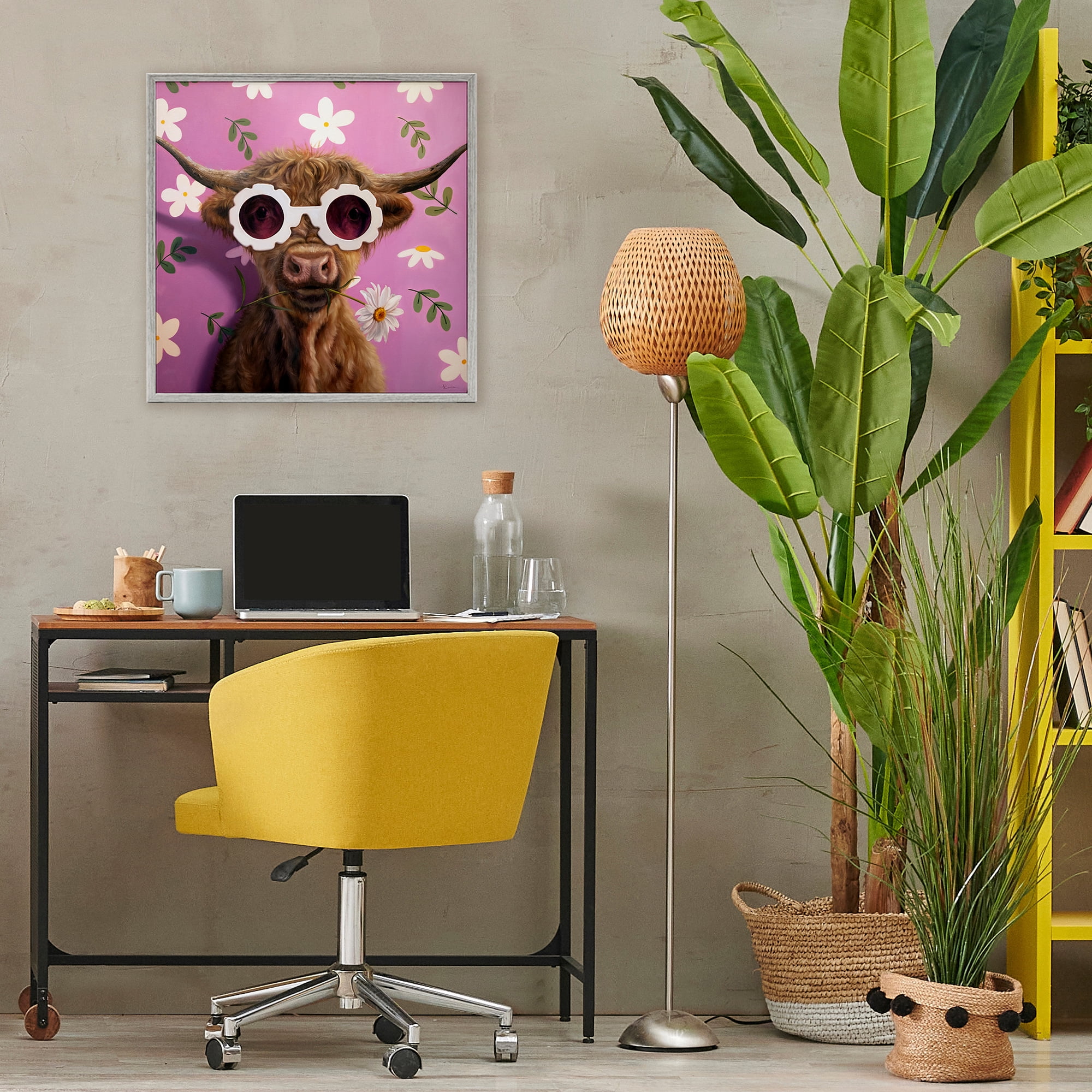Stupell Industries Fresh As A Daisy Cattle Gray Framed Giclee Art, design by Lucia Heffernan
