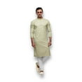 thumbnail image 4 of Pista Color Soft Plain Art Silk Kurta Pajama, Traditional Cultural Wear for Mens, 2542, 4 of 9