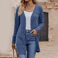 thumbnail image 2 of Women's Fall Vertical Stripes Cardigan Lightweight Soft Knit Casual Cardigan for Women Long Sleeve Fashion Button Down Duster Open Front Coat with Pockets, 2 of 8