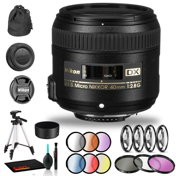 Nikon AF-S DX Micro NIKKOR 40mm F/2.8G Lens Includes Filter Kits and Tripod (Intl Model)
