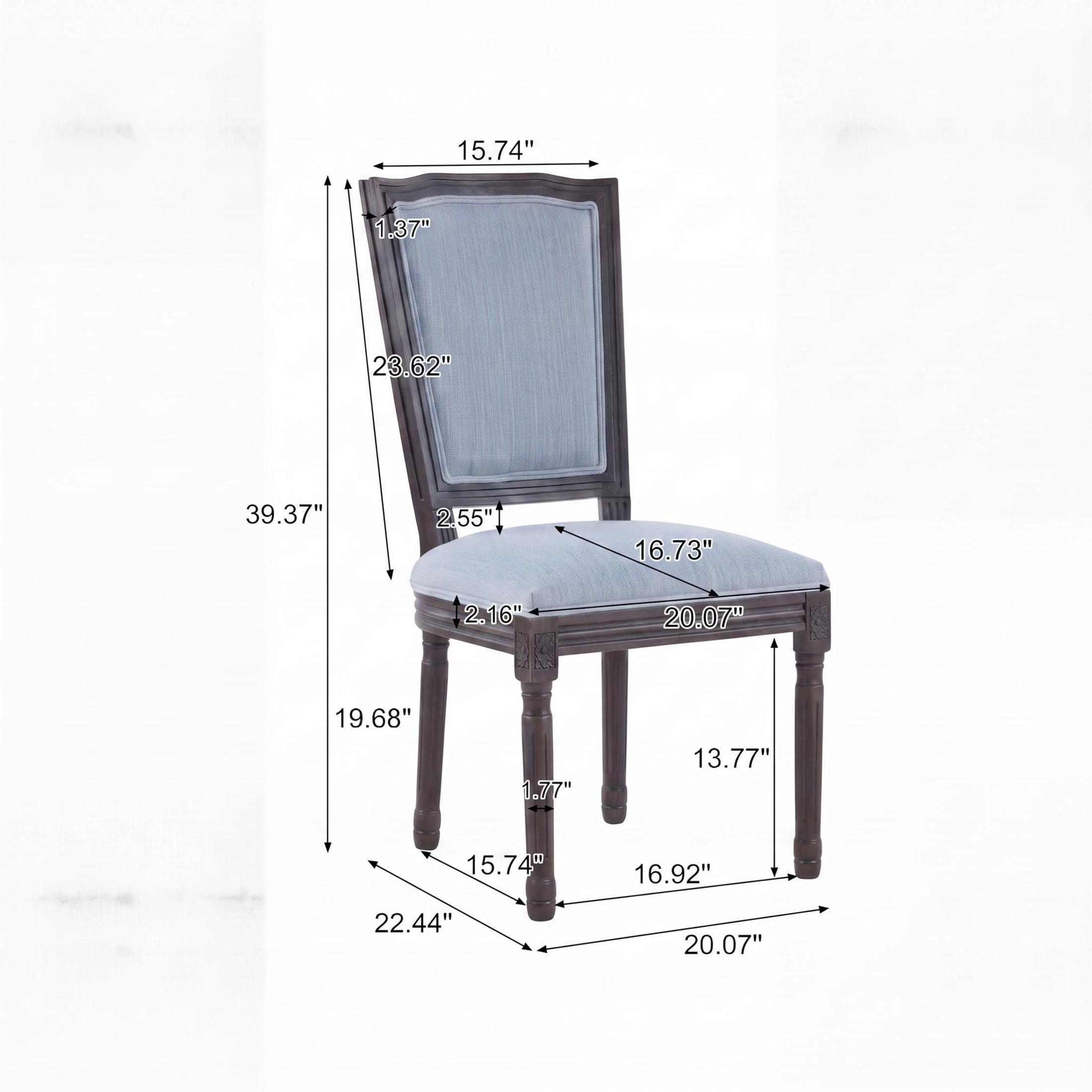 Christopher Knight Home Set of 4 French Country Upholstered Dining Chairs, Rubberwood Frame, Slate Blue