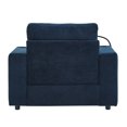 thumbnail image 3 of CASAROUND Modern Style Armchair Chaise Lounge Sofa Couch with Movable Storage Ottoman, USB Ports, Cup Holders & Side Pockets, Black Chenille 42.5", 3 of 30