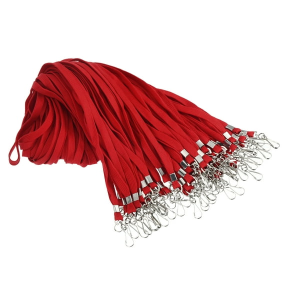 47cm Lanyards Bulk, 50pcs Teacher Lanyards for ID Badges Badge Lanyard Durable Personalized with Clip, Red