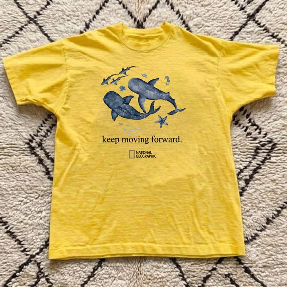 Reprint National Geographic Whale Shark Ocean Graphic Tee Yellow Keep Moving Forward