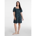 thumbnail image 3 of Time and Tru Women's Airflow Mini Dress with Puff Sleeves, Sizes XS-XXXL, 3 of 6