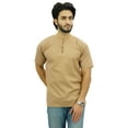 thumbnail image 2 of Atasi Men's Short Brown Kurta Cotton Casual T-Shirt Ethnic Tunic-XX-Large, 2 of 8
