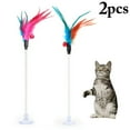 thumbnail image 1 of 2PCS Cat Teaser Wand Faux Feather Mouse Bell Spring Suction Cup Cat Wand Cat Toy, 1 of 10