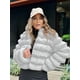 thumbnail image 4 of Chaqueta de Piel Sintética para Mujer, Abrigo Corto Abullonado de Larga, Abrigo Cálido de Invierno. Gris XXXL, 4 of 8