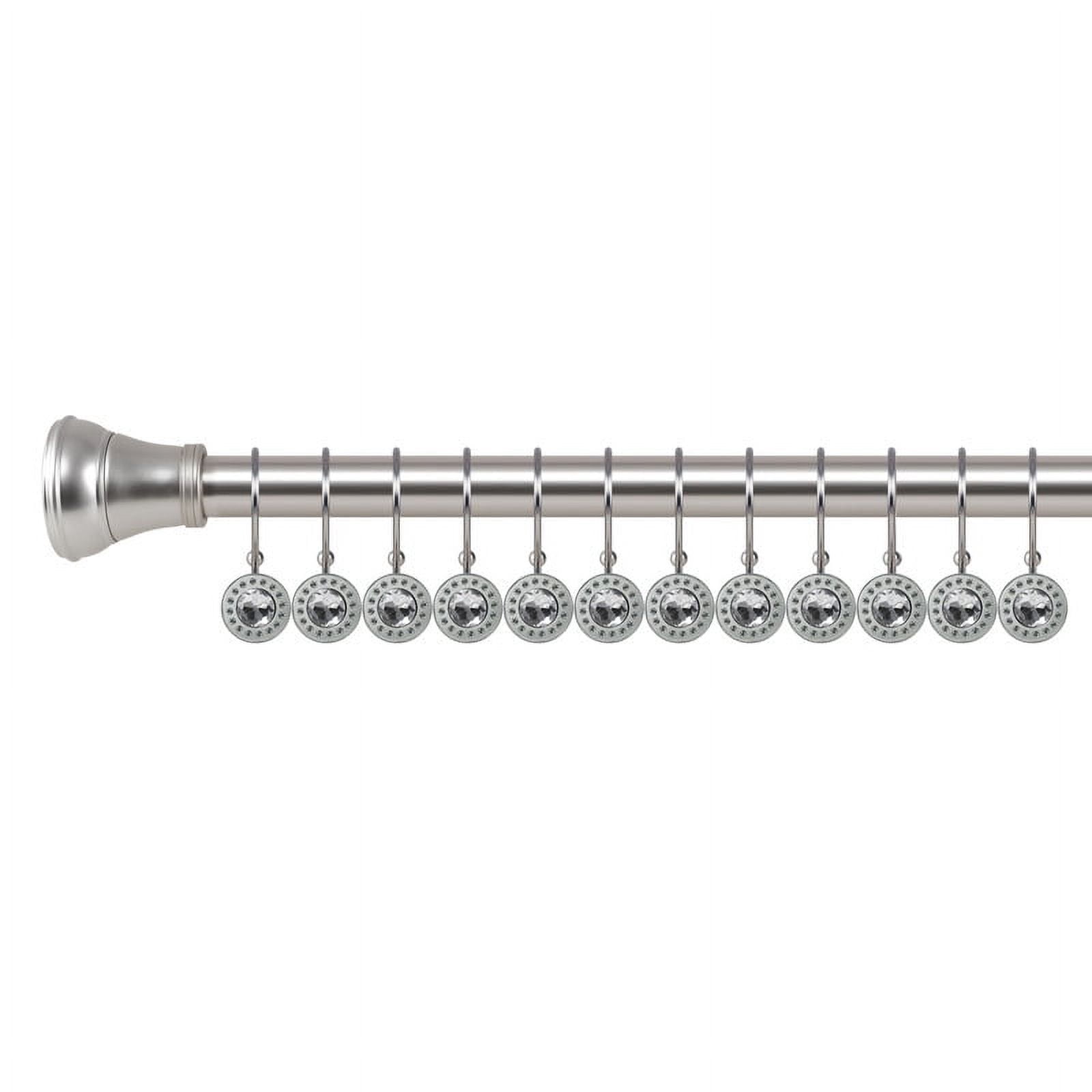 Utopia Alley Shower Rings, Double Shower Curtain Hooks for Bathroom, Rust Resistant Shower Curtain Hooks Rings, Crystal Design, Set of 12, Brushed Nickel