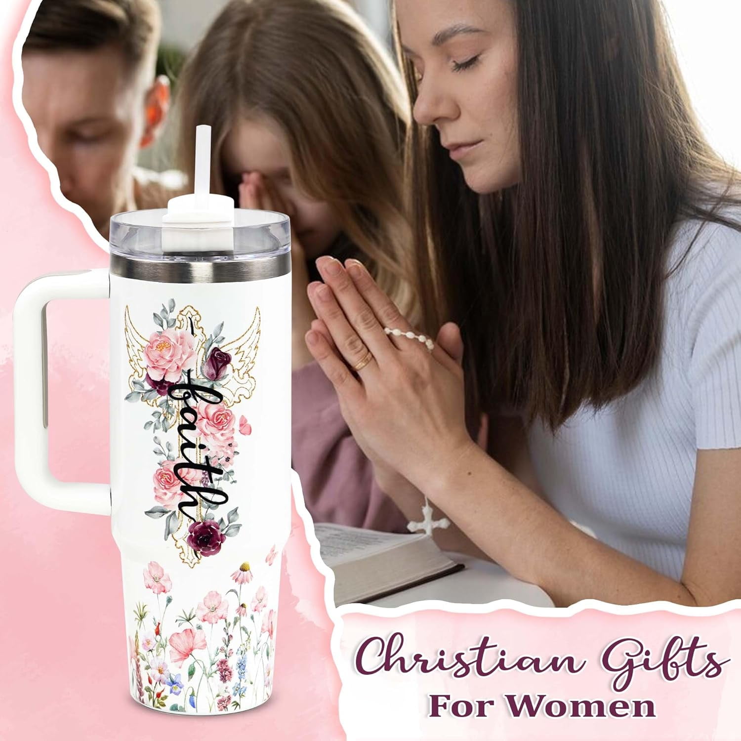 Christian Gifts For Women Faith - Christian 30 OZ Tumbler Travel Cup - Mother''s Day, Birthday, Christmas Gifts for Women - Inspirational, Catholic, Religious Gifts For Mom, Friend, Sister, Grandma