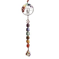 Tree of Life Chakra Stones, Feng Shui Healing Crystals Ornament, Crystal Car Charm, Chakra Gifts, Cars Ornament, Yoga Meditation Decoration, Gifts for Crystal Lovers, Rear View Mirror Accessories
