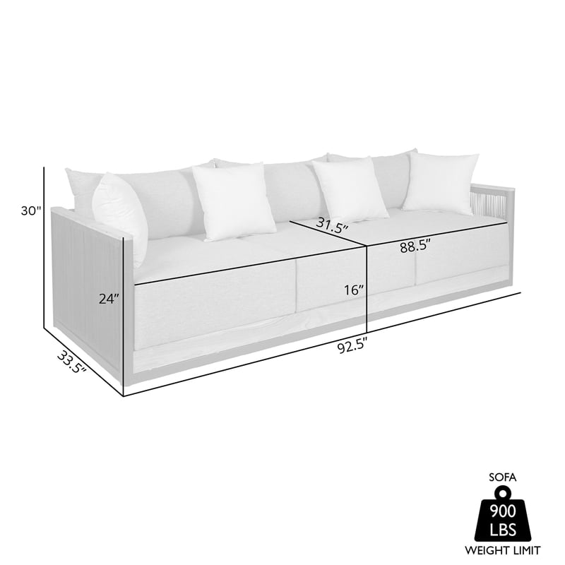 Cypress Outdoor Patio Chair in Eucalyptus Wood and Gray Rope with Ivory Cushions