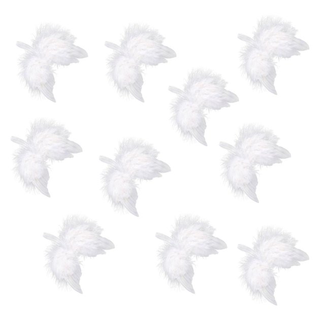 Billuyoard 10 Uds. De plumas blancas decorativas, adorno de ala de Ángel, elegante decoración de ala de plumas para árbol de Navidad, boda, fiesta de Artesanía Billuyoard HA015549-00