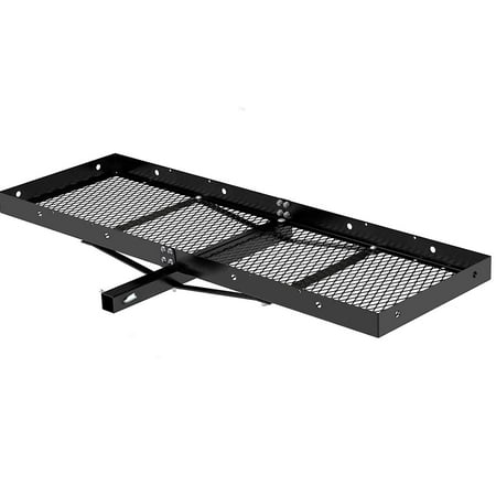 SUNCOO Universal Hitch Mount Cargo Carrier, 60"x 20" Tray-Style Trailer, Heavy Duty Cargo Rack Rear Luggage Basket w/ 400 Lbs Loading Capacity, Fits 2" Receiver for Car SUV Camping Road Traveling