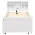 thumbnail image 6 of Euroco Wood Twin Size Platform Bed with Storage Headboard, Trundle Bed and 3 Drawers, USB Charging and Shleves for Kids Teens, White, 6 of 17