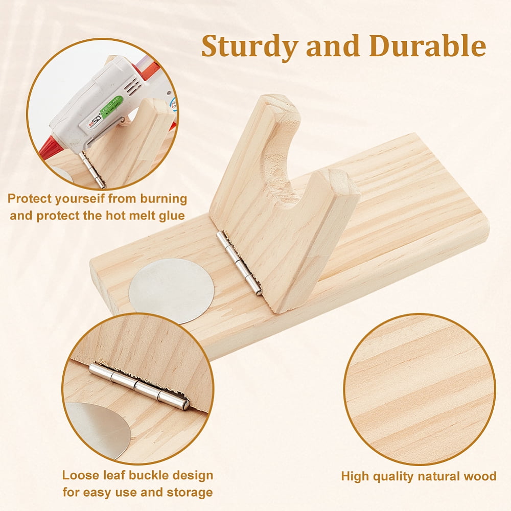Glue Tool Sets Including Hot Melt Resin Glue Sticks and Wooden Hot Glue Holder Mixed Color Glue Stick: 9.8x0.8cm 50pcs