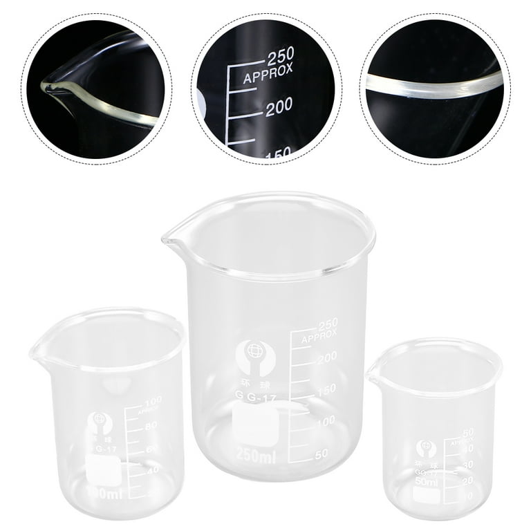3pcs Graduated Measuring Cup Liquid Measuring Cup Glass Beaker for